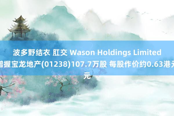 波多野结衣 肛交 Wason Holdings Limited增握宝龙地产(01238)107.7万股 每股作价约0.63港元