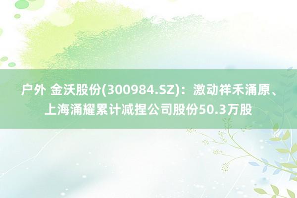 户外 金沃股份(300984.SZ)：激动祥禾涌原、上海涌耀累计减捏公司股份50.3万股
