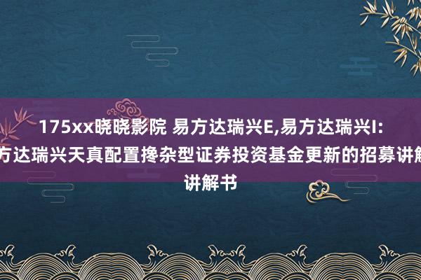 175xx晓晓影院 易方达瑞兴E,易方达瑞兴I: 易方达瑞兴天真配置搀杂型证券投资基金更新的招募讲解书
